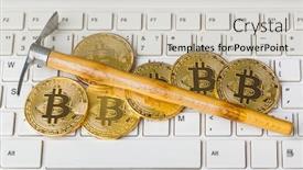  Presentation with bitcoins - Slide deck consisting of computer-and-pickaxe-on-bitcoins background and a mint green colored foreground