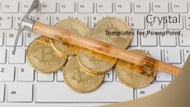  Presentation with bitcoins - Presentation theme featuring computer-and-pickaxe-on-bitcoins background and a coral colored foreground