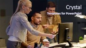  Presentation with food technology - Colorful theme enhanced with computer and takeout food backdrop and a wine colored foreground