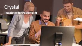  Presentation with food technology - Slide deck enhanced with computer and takeout food background and a tawny brown colored foreground