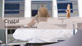  Presentation with trader - Cool new PPT theme with computer animation - stock trader talking animatedly backdrop and a mint green colored foreground