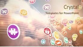  Presentation with composite - Slide deck with computer applications against shiny line background and a lemonade colored foreground