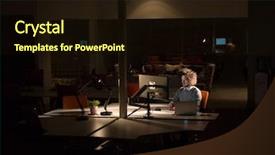  Presentation with bonfire night design hand - Theme with computer at night in dark background and a  colored foreground