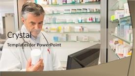  Presentation with hospital pharmacy - Presentation theme featuring computer at the hospital pharmacy background and a soft green colored foreground