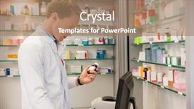  Presentation with hospital pharmacy - Beautiful theme featuring computer at the hospital pharmacy backdrop and a coral colored foreground