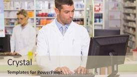  Presentation with hospital pharmacy - Theme consisting of computer at the hospital pharmacy background and a soft green colored foreground