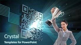  Presentation with award - Presentation theme consisting of computer award - composite image of portrait background and a ocean colored foreground