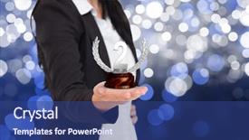  Presentation with trophy award - Amazing slide deck having computer award - digital composite of holding trophy backdrop and a ocean colored foreground