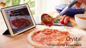  Presentation with base - Slide deck enhanced with computer base - person following pizza recipe using background and a coral colored foreground