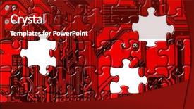  Presentation with law enforcement technology implementation - Beautiful presentation design featuring computer board made of puzzle backdrop and a crimson colored foreground