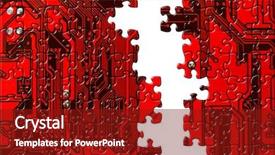  Presentation with jigsaw - Beautiful slides featuring computer board made of puzzle backdrop and a crimson colored foreground