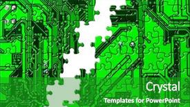 Presentation with jigsaw - Presentation theme having computer board made of puzzle background and a shamrock green colored foreground