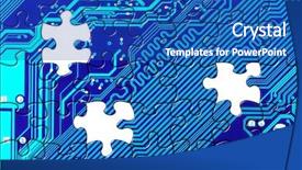  Presentation with jigsaw - PPT theme featuring computer board made of puzzle background and a cobalt blue colored foreground