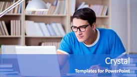  Presentation with young children at school - Audience pleasing presentation design consisting of computer book - young student preparing for school backdrop and a teal colored foreground