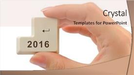  Presentation with hand shake computer - Presentation theme with computer button 2016 in hand background and a  colored foreground