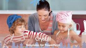  Presentation with baking - Theme with computer childrens - beautiful mother helping their chilldren background and a coral colored foreground