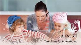  Presentation with childrens - PPT theme enhanced with computer childrens - beautiful mother helping their chilldren background and a coral colored foreground