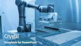  Presentation with machine assembly - PPT theme with machine assembly of computer circuit background and a teal colored foreground