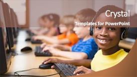  Presentation with elementary school - Audience pleasing slides consisting of computer class at the elementary backdrop and a coral colored foreground