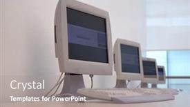  Presentation with computer room - Amazing presentation theme having computer class room with some backdrop and a gray colored foreground