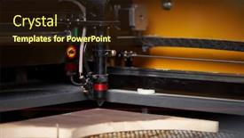  Presentation with cnc machine - Presentation theme having computer-cnc-machine-and-wooden background and a wine colored foreground