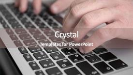  Presentation with keyboard - Presentation theme consisting of computer code knowledge - male hands on laptop keyboard background and a  colored foreground