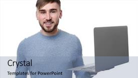  Presentation with laptop computers around the world backgroun - Audience pleasing presentation design consisting of computer code knowledge - young programmer holding laptop backdrop and a  colored foreground