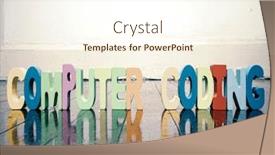  Presentation with coding - PPT theme having computer-coding-text-with-wooden background and a cream colored foreground