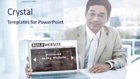  Presentation with build - PPT layouts consisting of computer company profile - composite image of build website background and a sky blue colored foreground