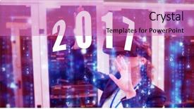  Presentation with digital image - Beautiful presentation theme featuring computer company profile - digital image of new year backdrop and a coral colored foreground