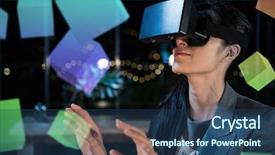  Presentation with virtual reality rehabilitation - Amazing slides having computer company profile - digitally generated grey cubes floating backdrop and a ocean colored foreground