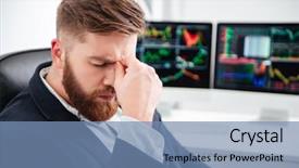  Presentation with tired - Beautiful presentation theme featuring computer company profile - tired bearded young businessman sitting backdrop and a seafoam green colored foreground