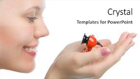  Presentation with look - PPT theme enhanced with computer comunication - beauty girl look in webcamera background and a  colored foreground