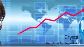  Presentation with call center - Colorful presentation design enhanced with computer comunication - call center operator woman backdrop and a light blue colored foreground