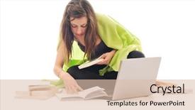  Presentation with teen girl - Beautiful PPT theme featuring computer comunication - one young teen woman girl backdrop and a  colored foreground