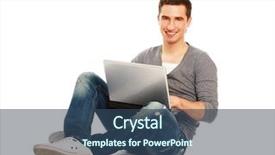  Presentation with floor - Beautiful PPT theme featuring computer comunication - smiling man sitting backdrop and a ocean colored foreground