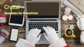  Presentation with santa - Slide deck with computer cookies - hand of santa claus using background and a tawny brown colored foreground