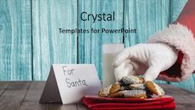  Presentation with cookie - Amazing PPT theme having computer cookies - santa hand holding a cookie backdrop and a light blue colored foreground