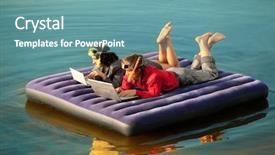  Presentation with mattress - Beautiful slides featuring computer cooling - businesspeople with notebook lieing backdrop and a teal colored foreground