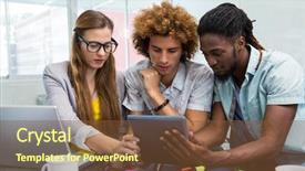  Presentation with animated business people - Theme having computer cooling - creative young business people looking background and a tawny brown colored foreground