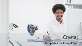  Presentation with female office graphics - Colorful presentation enhanced with computer cooling - happy designer drawing on graphics backdrop and a  colored foreground