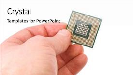  Presentation with cpu - Amazing presentation theme having computer cpu held in hand backdrop and a white colored foreground
