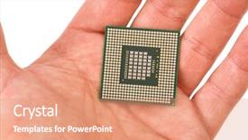  Presentation with cpu - Slide set featuring computer cpu held in hand background and a coral colored foreground