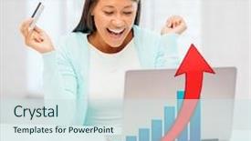  Presentation with online shopping - Audience pleasing presentation consisting of computer credit card and growth backdrop and a sky blue colored foreground