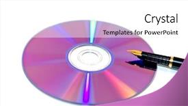  Presentation with data - Amazing slides having computer-data-disc-and-pen backdrop and a white colored foreground