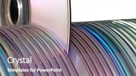  Presentation with library - Presentation theme featuring computer data discs library isolated background and a  colored foreground