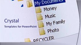  Presentation with data structure - Theme featuring computer desktop with folders structure background and a  colored foreground