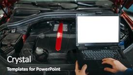  Presentation with car service - Slide deck consisting of computer diagnostics of the car background and a dark gray colored foreground