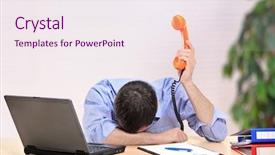  Presentation with disaster - Slides having computer disaster - exhausted businessman with face down background and a sky blue colored foreground