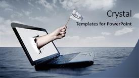  Presentation with sea - Colorful PPT theme enhanced with computer disaster - laptop at sea backdrop and a light gray colored foreground